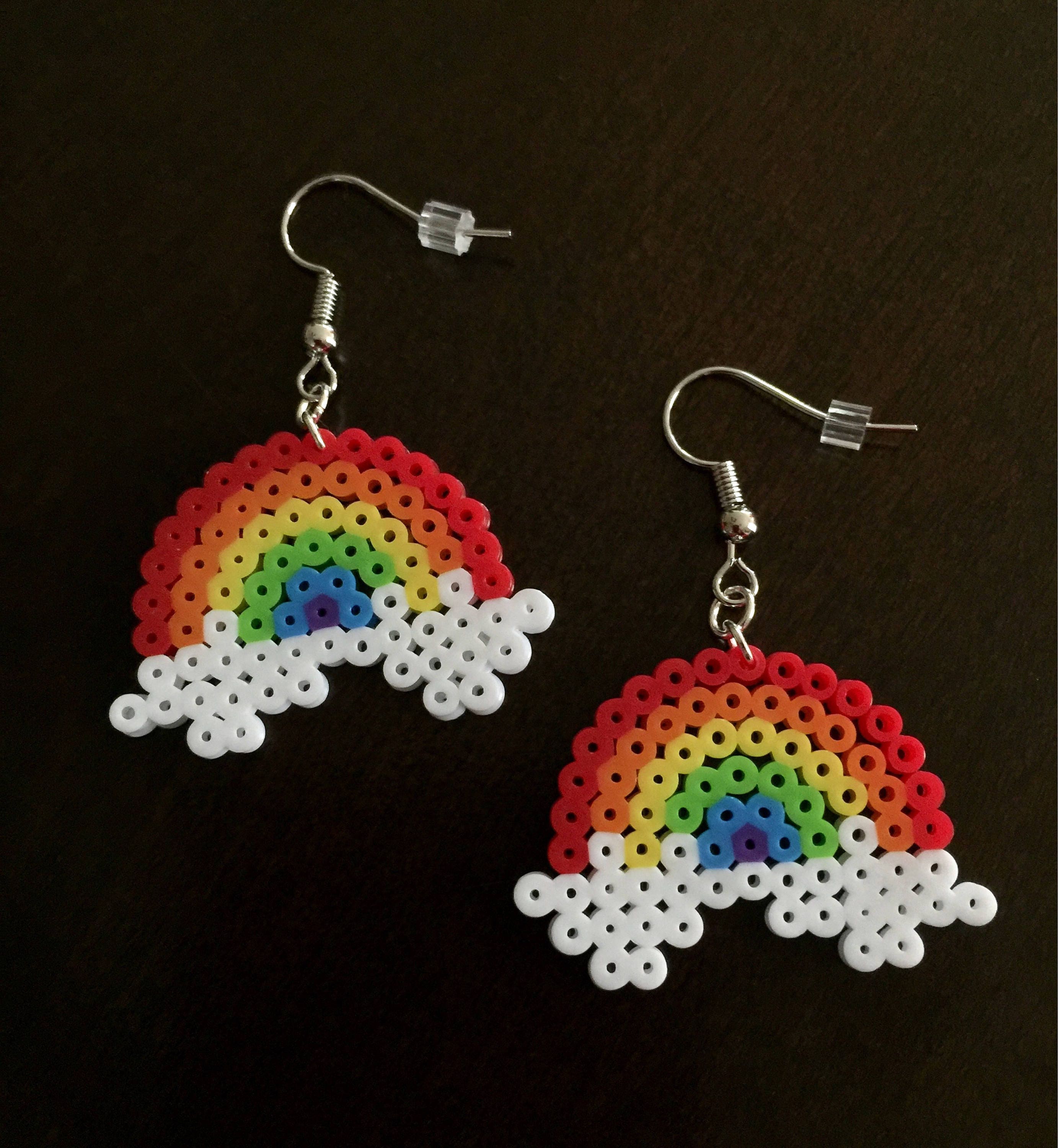 Rainbow Perler Earrings Etsy
