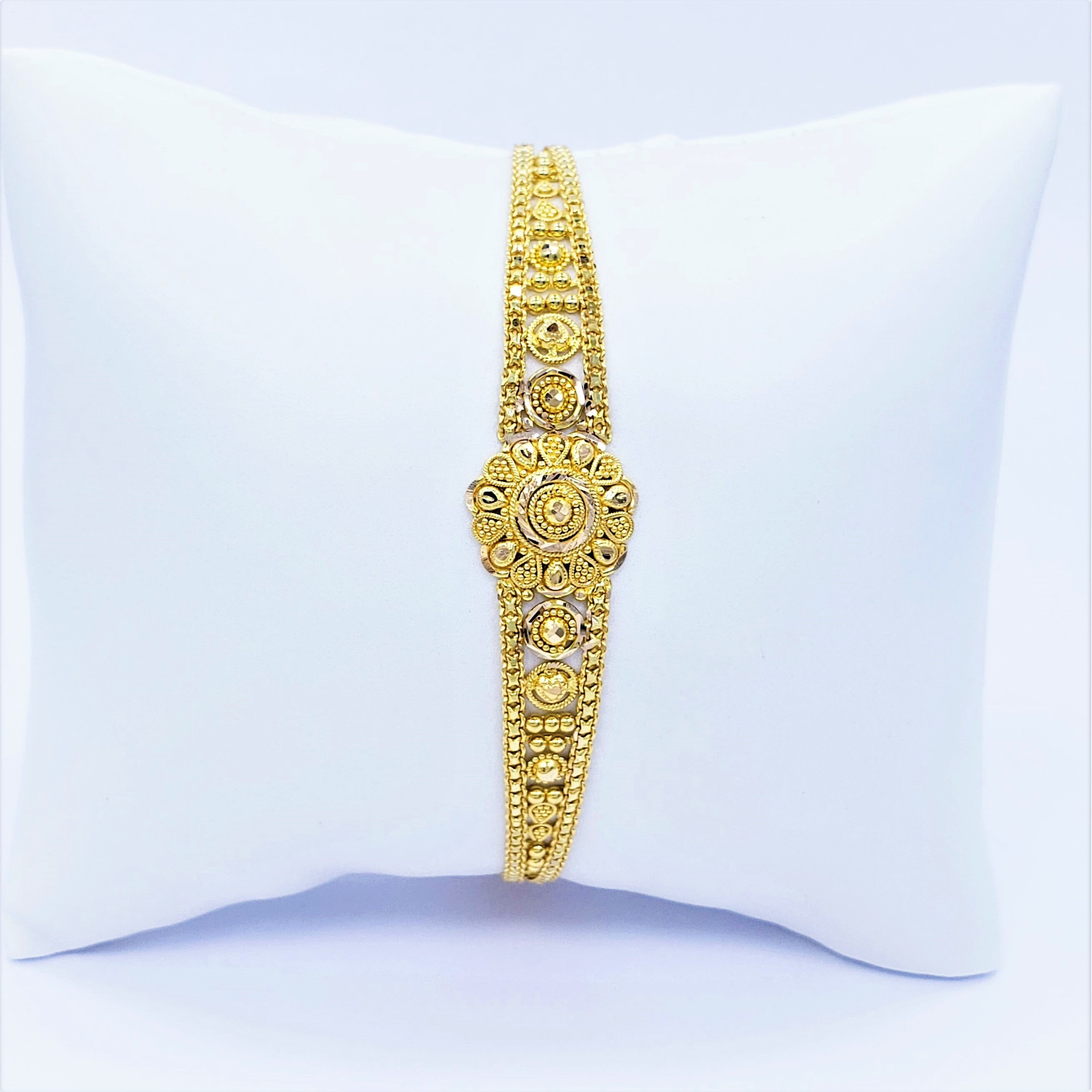 22K Solid Yellow Gold Women Bracelet 6.57.7 Etsy