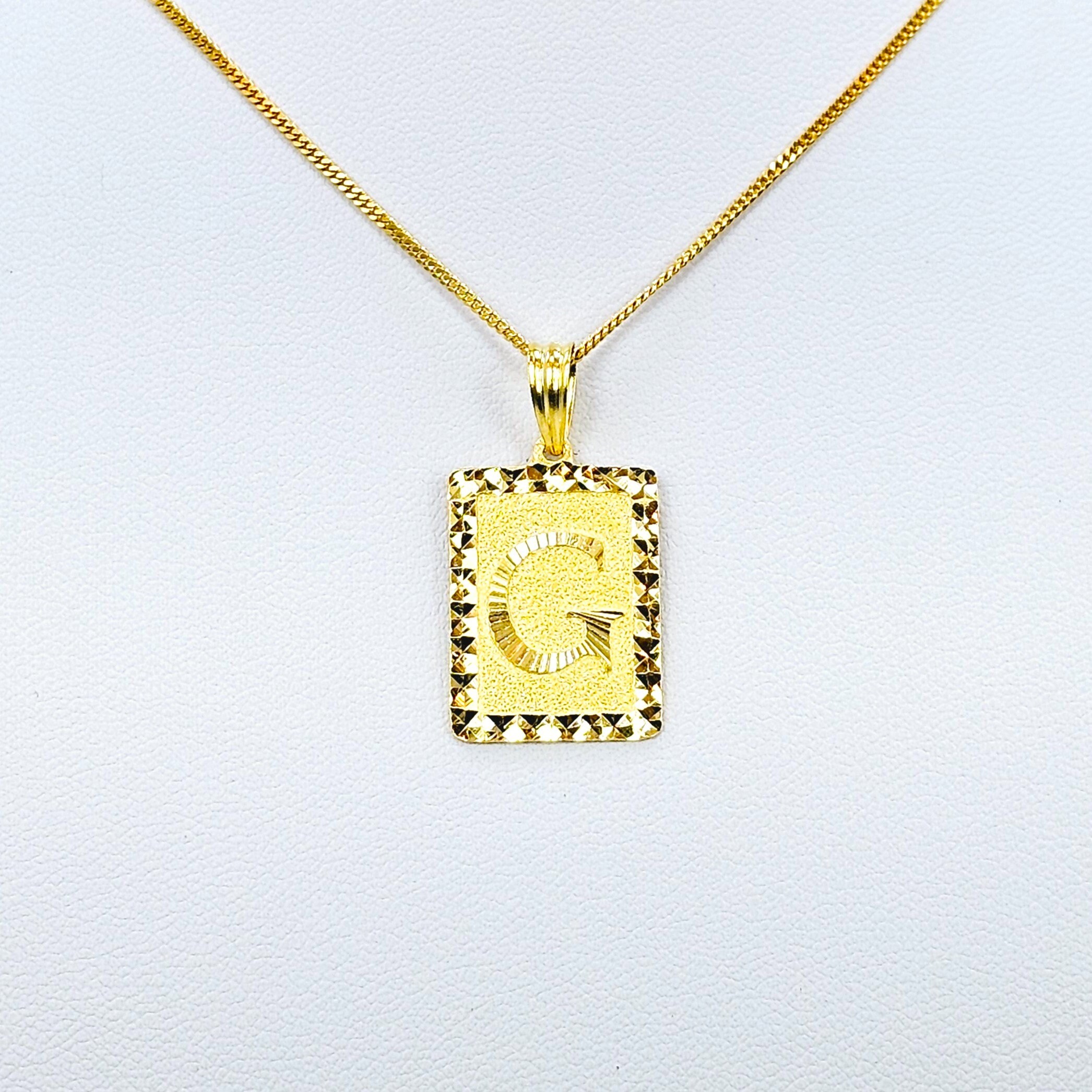 22K Solid Yellow Gold Pendant Framed Initial Letter G Genuine Hallmarked 916 Etsy