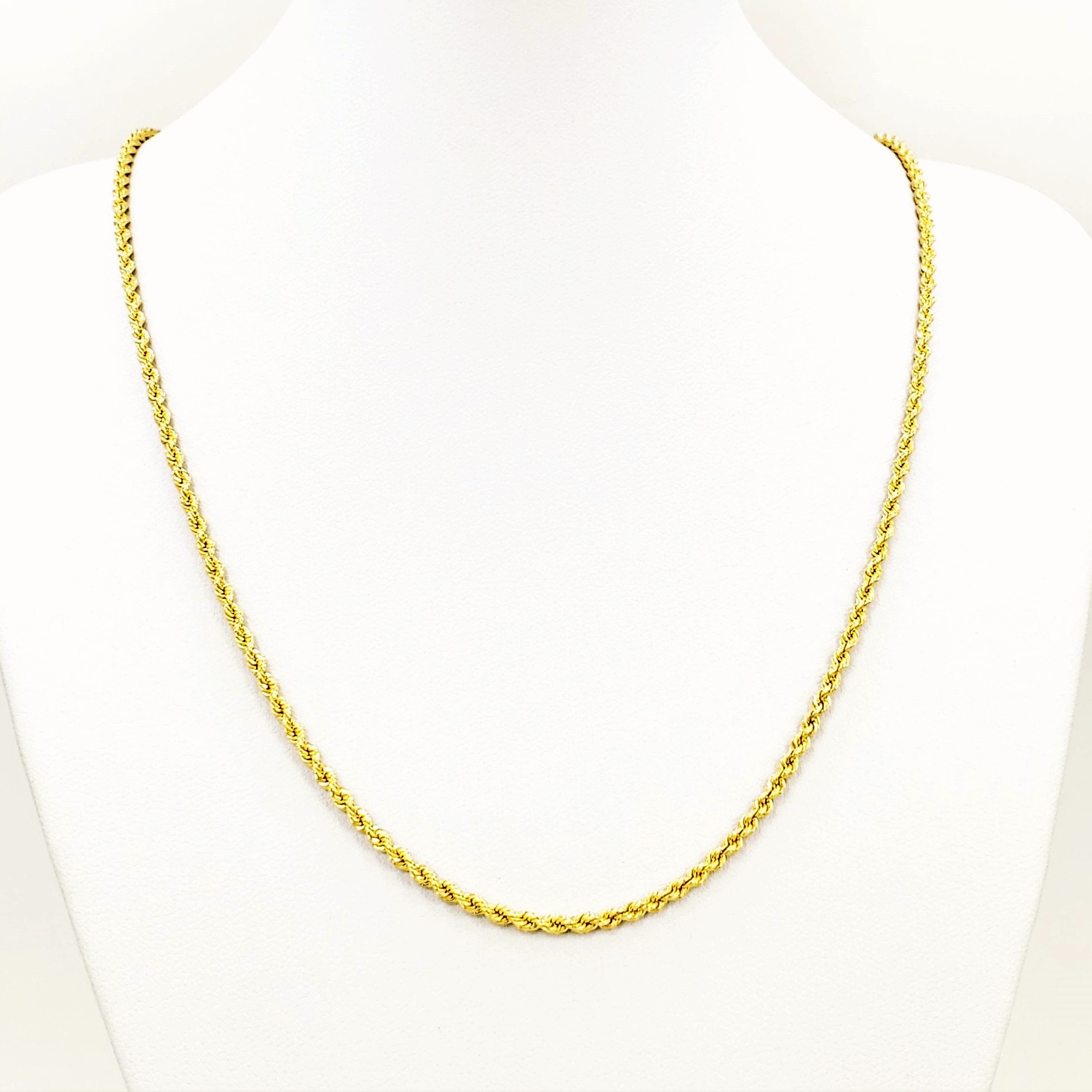 22K Gold Italian Rope Chain Necklace 17.75 in Hollow 2mm Genuine ...
