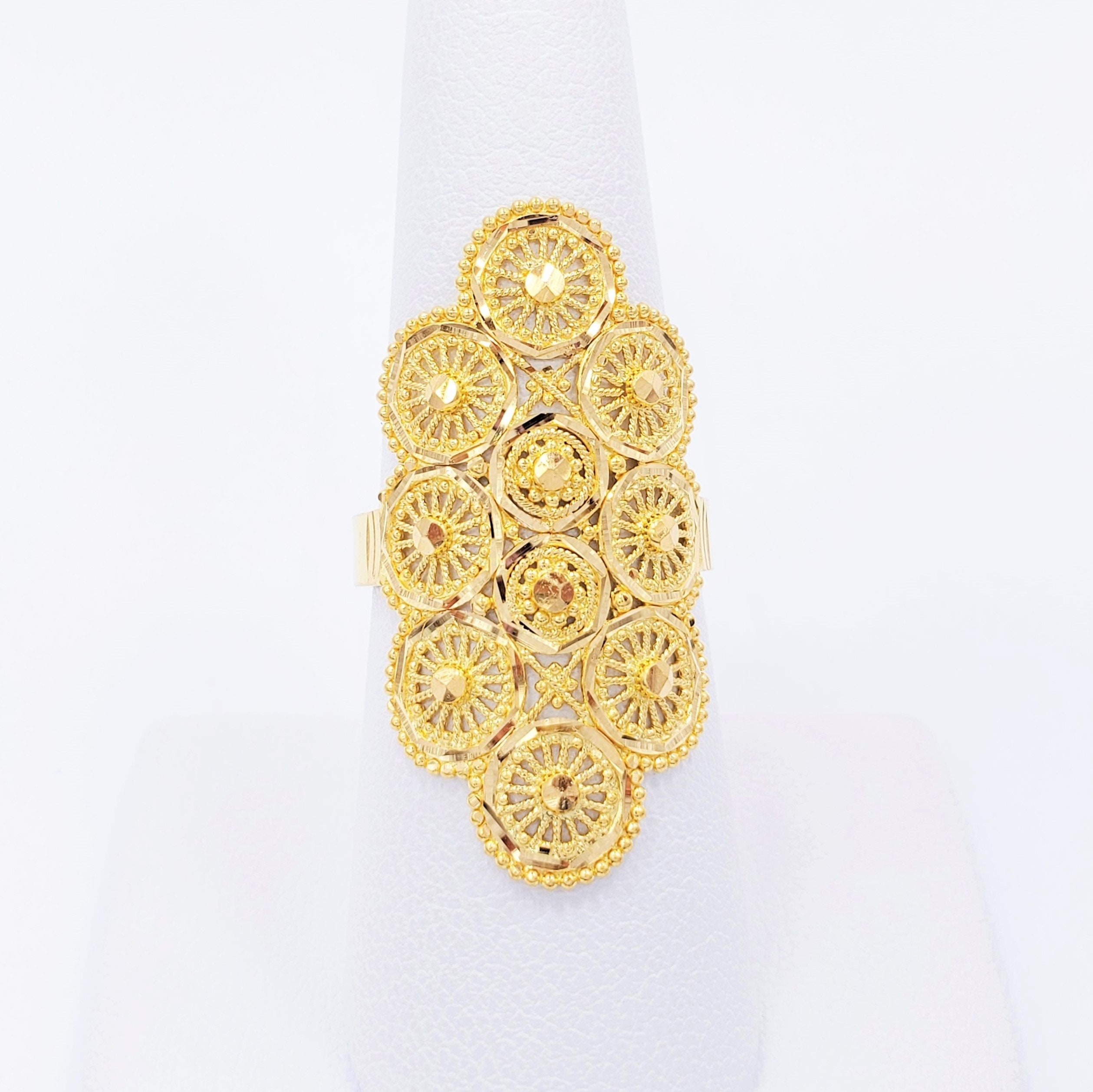 Two Tone 18k Gold Statement Diamond Ring / White and Yellow Gold Broad Ring  | eBay