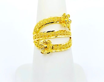 22K Solid Yellow Gold Ring US 5.75 Genuine Hallmarked 916 Handcrafted Gorgeous