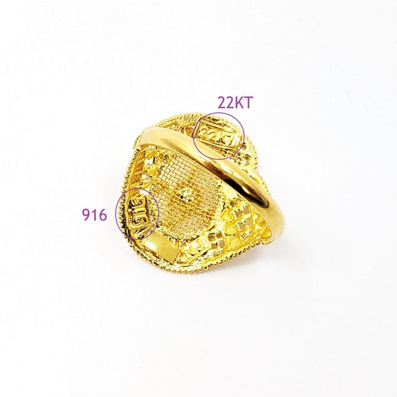 Genuine 22K Solid Yellow Gold Ring US 7.75 Female Hallmark 916 22KT Handcrafted Etsy Canada