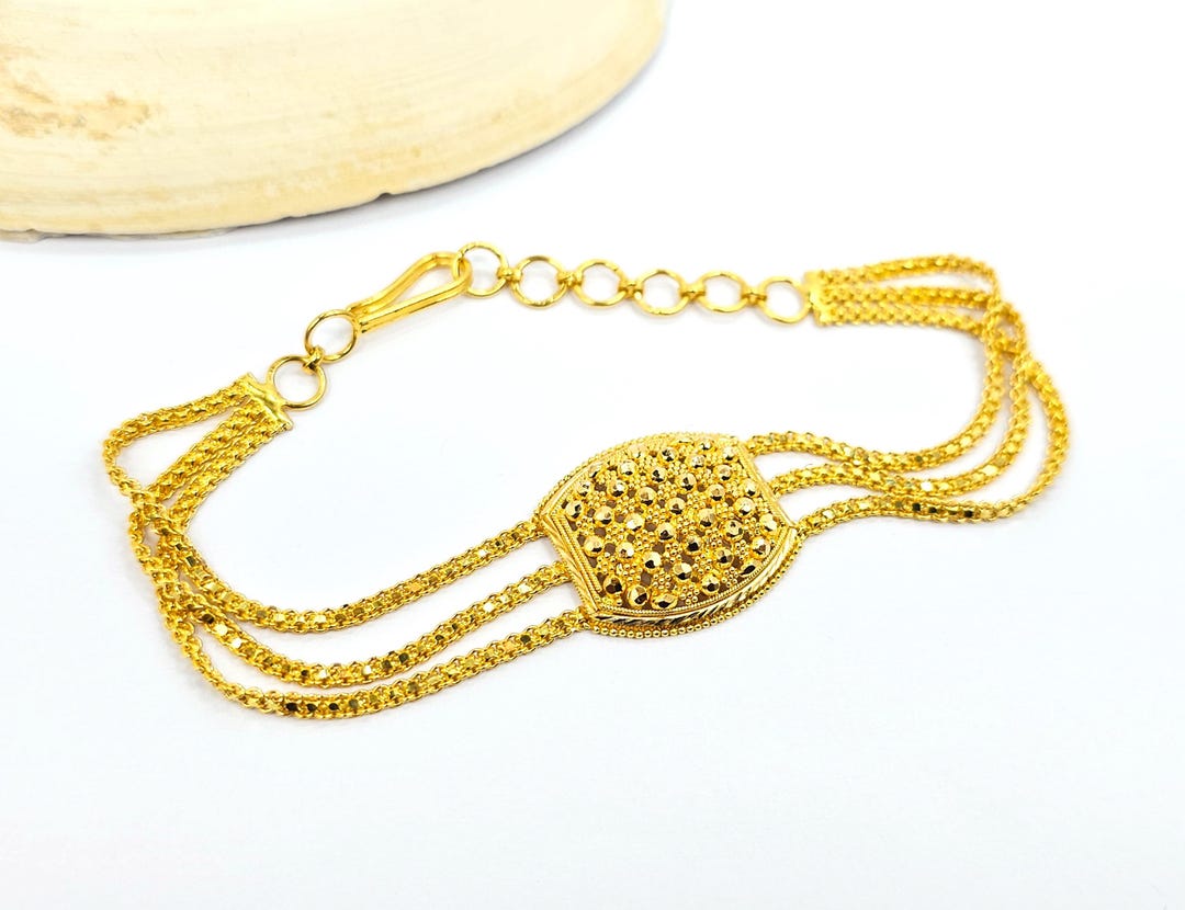 22K Gold Women Bracelet in to in Adjustable Genuine