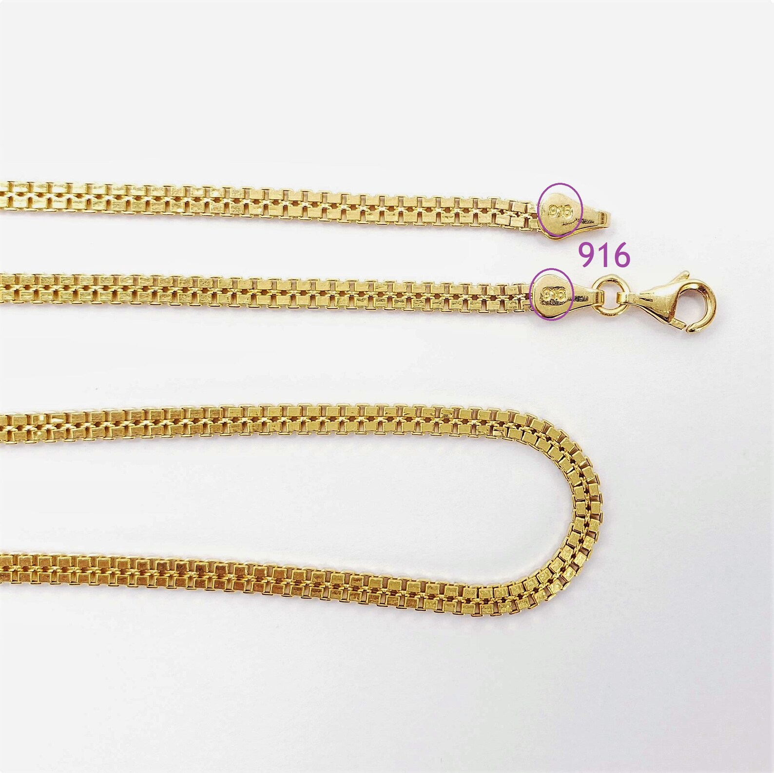 GENUINE 22K Solid Gold Box Chain Necklace 20.25 Etsy