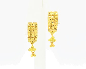 22K Yellow Gold Earrings Drop Dangler Screw Back Genuine Hallmarked Handcrafted