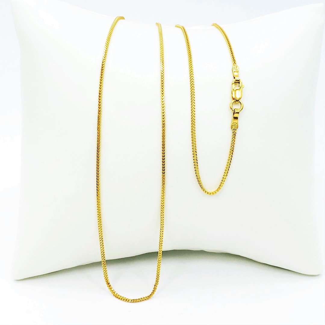 22K Solid Yellow Gold Franco Chain Necklace 17.75 in 1mm Genuine ...