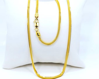 22K Solid Yellow Gold Franco Chain Necklace 22 in 2mm Genuine Hallmarked 916