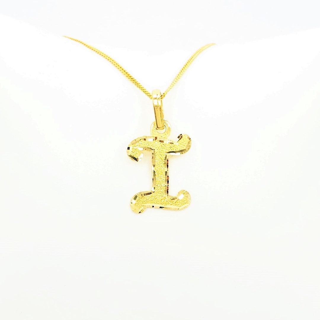 22K Solid Yellow Gold Pendant Letter ɪ Genuine Hallmarked 916 ...