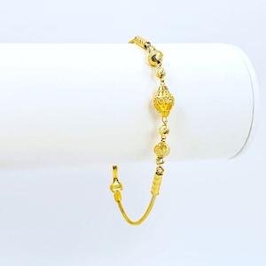 22K Yellow Gold Beads Bracelet 6.5 - 7 inch Genuine Handcrafted Hallmarked 916