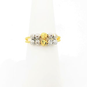 22K Gold Ring Solid Yellow White Two Tones US 6.75 Female Genuine Hallmarked 916