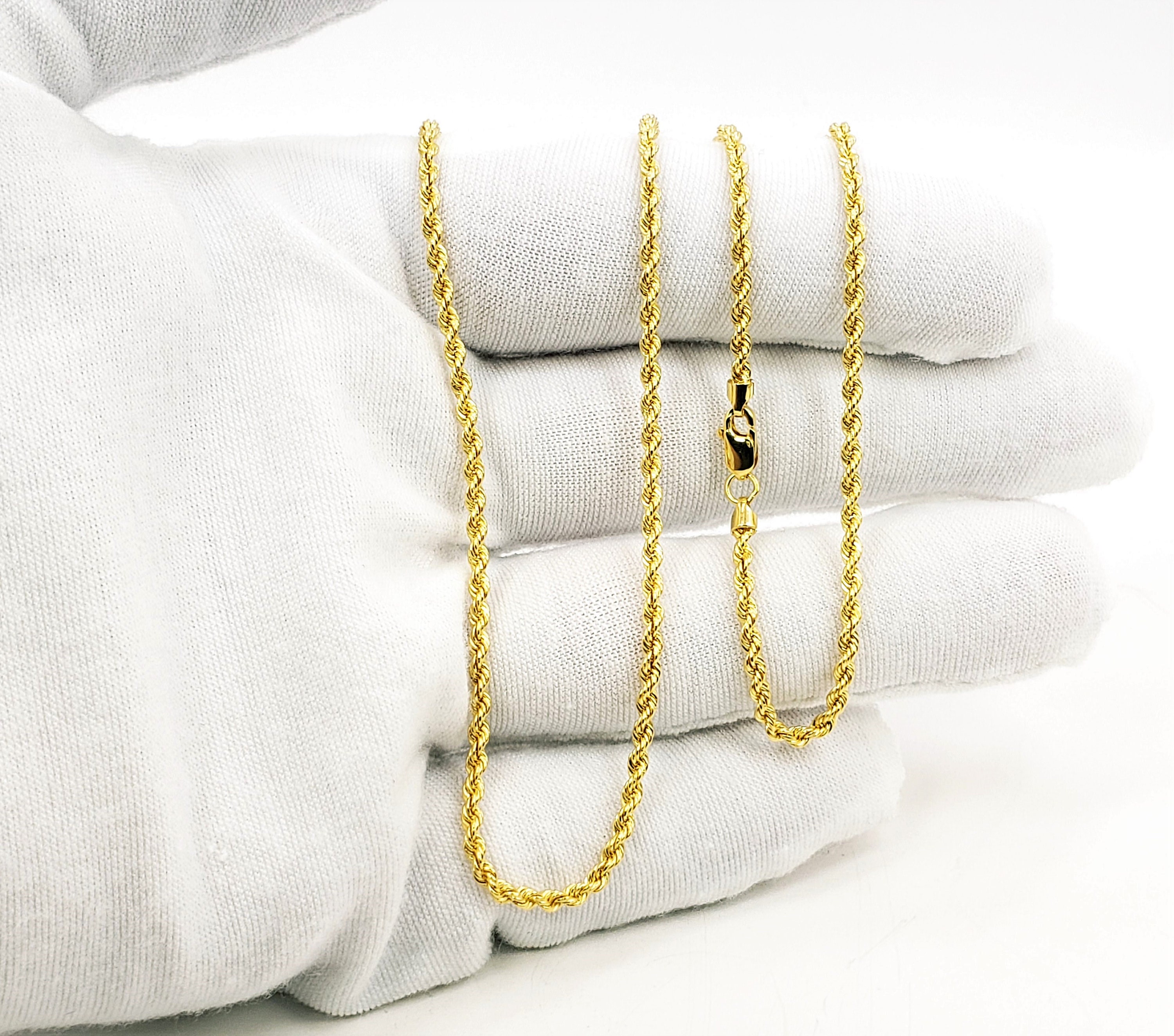 Italian Rope Chain Types 22K Gold Italian Rope Chain Necklace 17.75 in Hollow 2mm Genuine ...