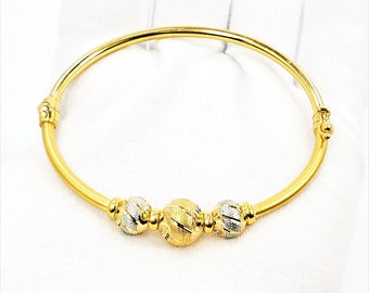 22K Yellow White Gold Bangle Bracelet Kada 2.3