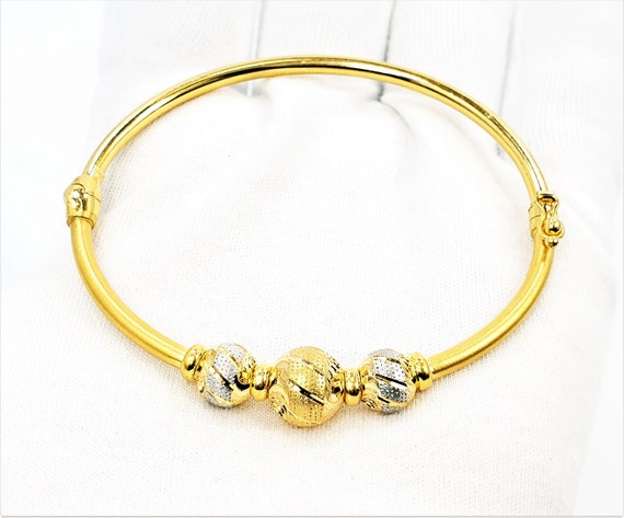 22K Yellow White Gold Bangle Bracelet Kada 2.3 Genuine Hallmark