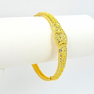 22K Solid Yellow Gold Bangle Bracelet Kada 2.1&quot; Genuine Hallmark 916 Handcrafted