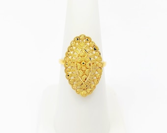 22K Solid Yellow Gold Ring Genuine Hallmarked 916 Intricately Handcrafted US 7