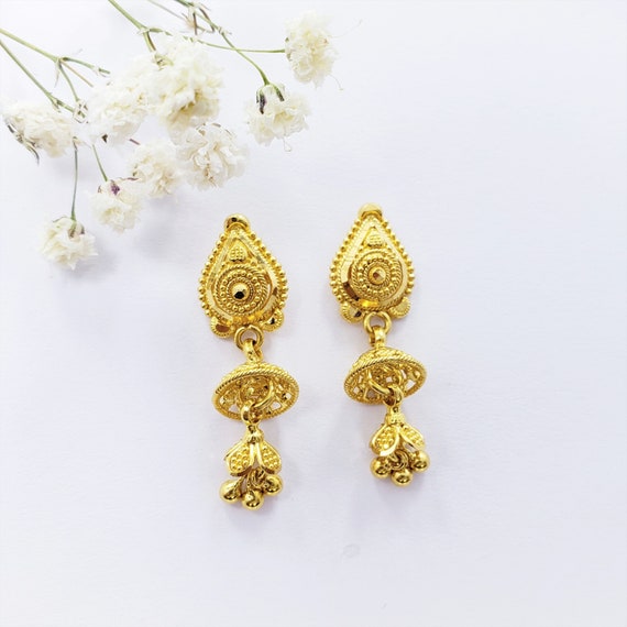 Genuine 22k Gold Earrings Chandelier Jhumka Hallmark 916 Etsy Genuine 22k Gold Earrings Chandelier Jhumka Hallmark 916 Etsy