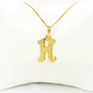 22K Solid Yellow Gold Pendant Letter H Genuine Hallmarked 916 Handcrafted GIFT