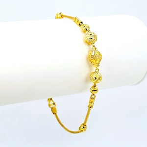 22K Yellow Gold Beads Bracelet 6.5 - 7 inch Genuine Handcrafted Hallmarked 916