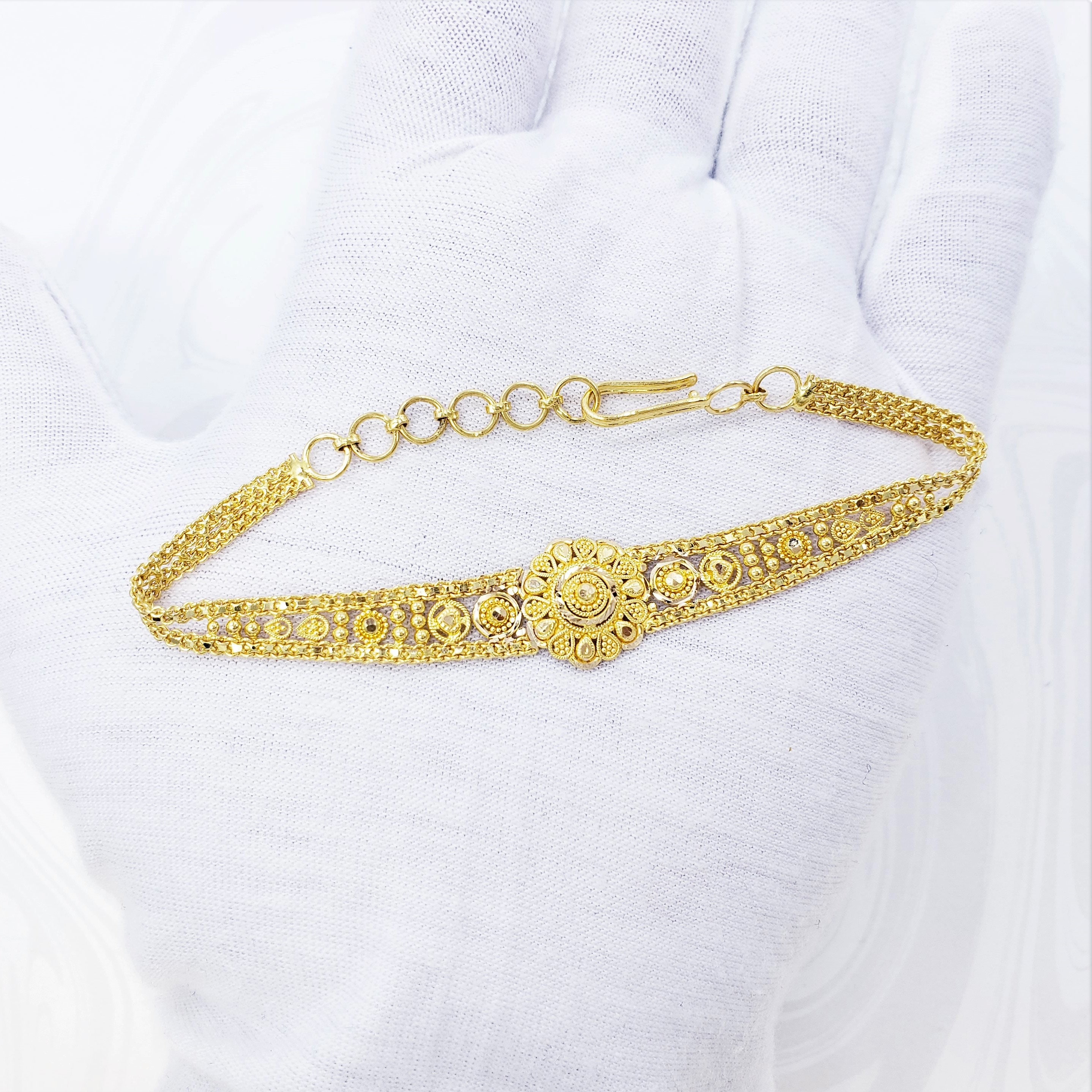 22K Solid Yellow Gold Women Bracelet 6.57.7 Etsy