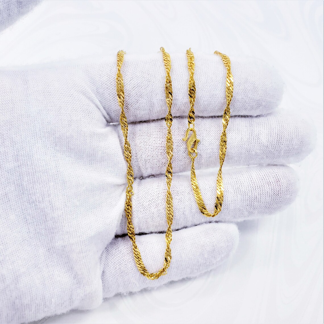 Genuine 22K Solid Gold Singapore Chain Necklace 16 Etsy