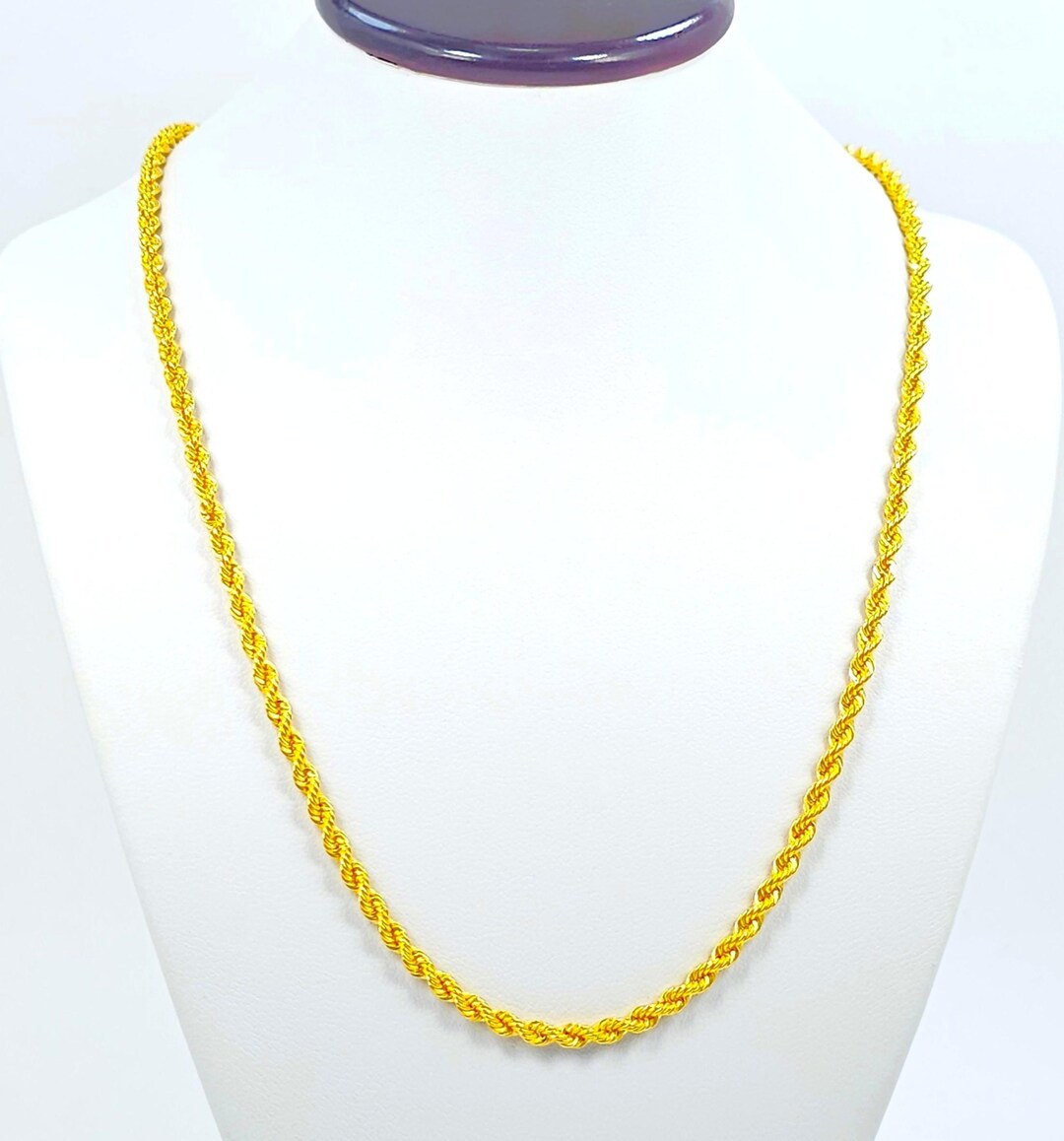 22K Gold Rope Chain Necklace 18 in 2.7 Mm Hollow Genuine Hallmarked 916 ...