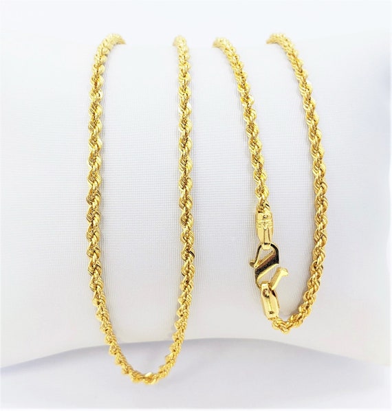Genuine 22K Yellow Gold Rope Chain Necklace 20 Hollow 2.25mm Thick