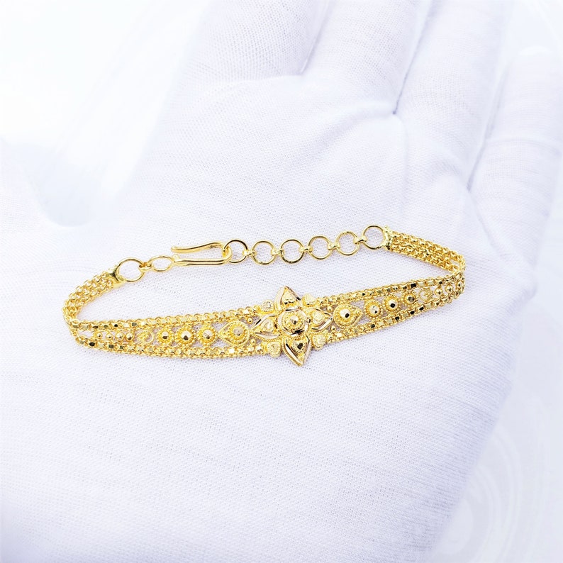 GOLDSHINE 22K Solid Gold Bracelet Girl 56 Genuine | Etsy