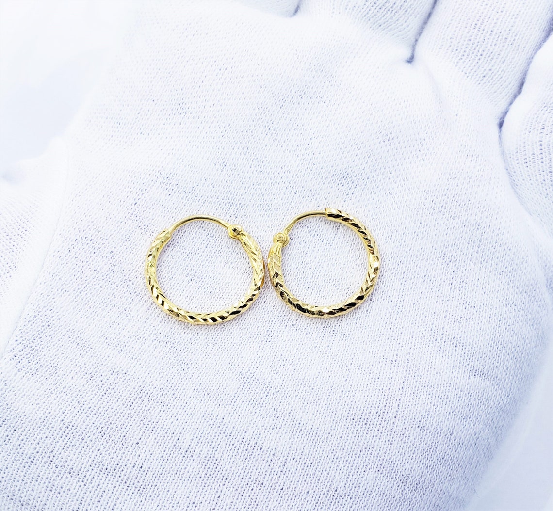 22K Gold Hoop Earrings Baby Kids Children Small Size 1.7cm Etsy