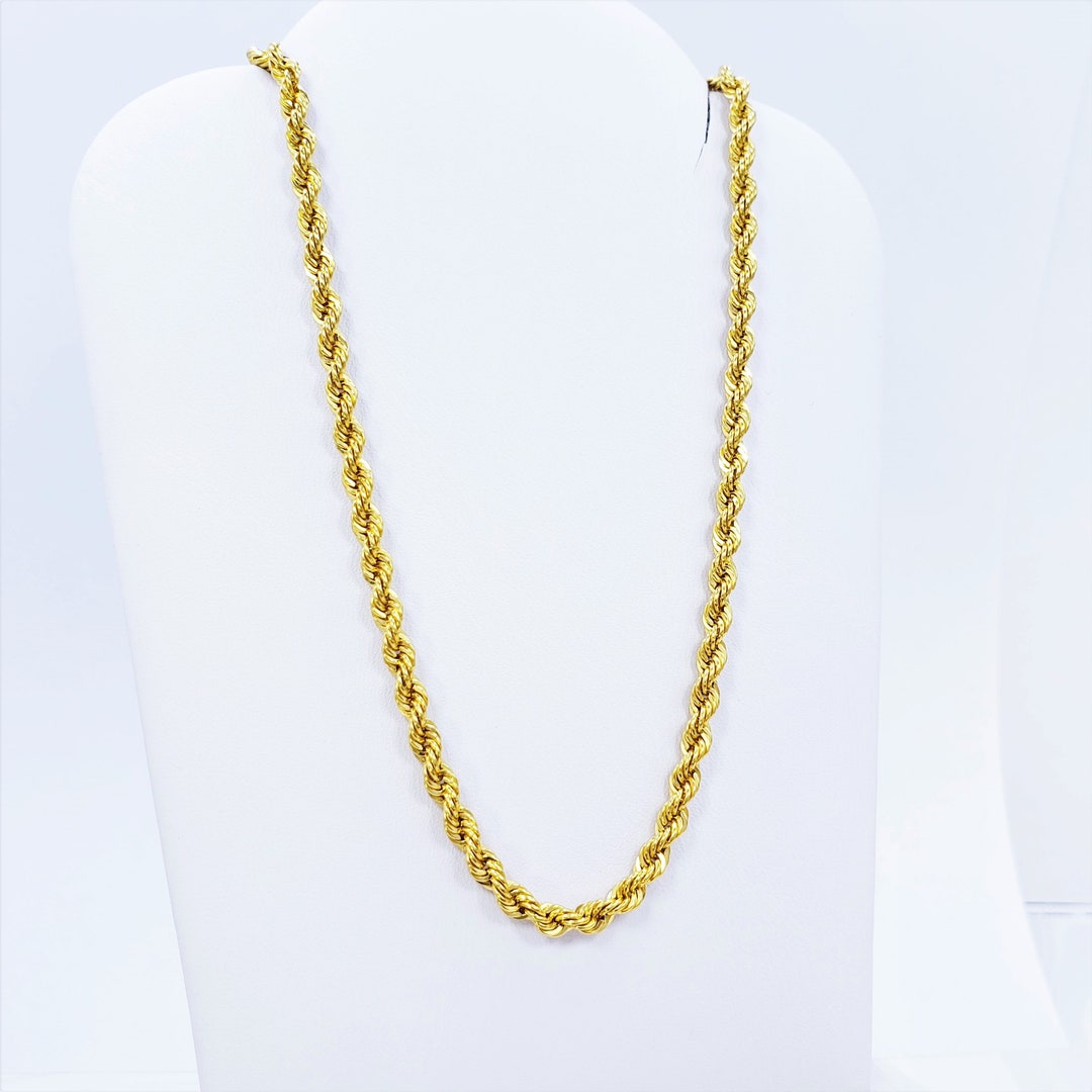 GOLDSHINE 22K Gold Rope Chain Necklace 22 Hollow Genuine - Etsy