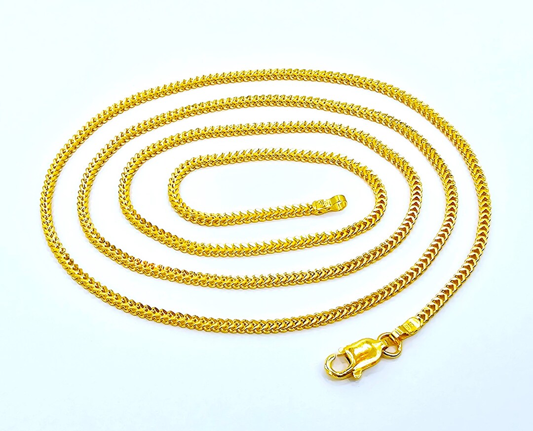 thumbnail image 2 of 9ct Yellow Gold Franco Chain Necklace – 22 Inch – UK Hallmarked – Made In Italy 2 of 5