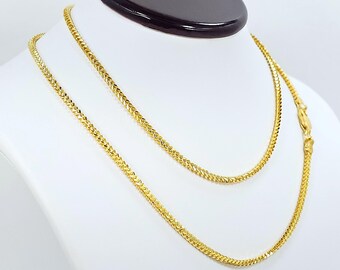 22K Solid Yellow Gold Franco Chain Necklace 22 in 2mm Genuine Hallmarked 916