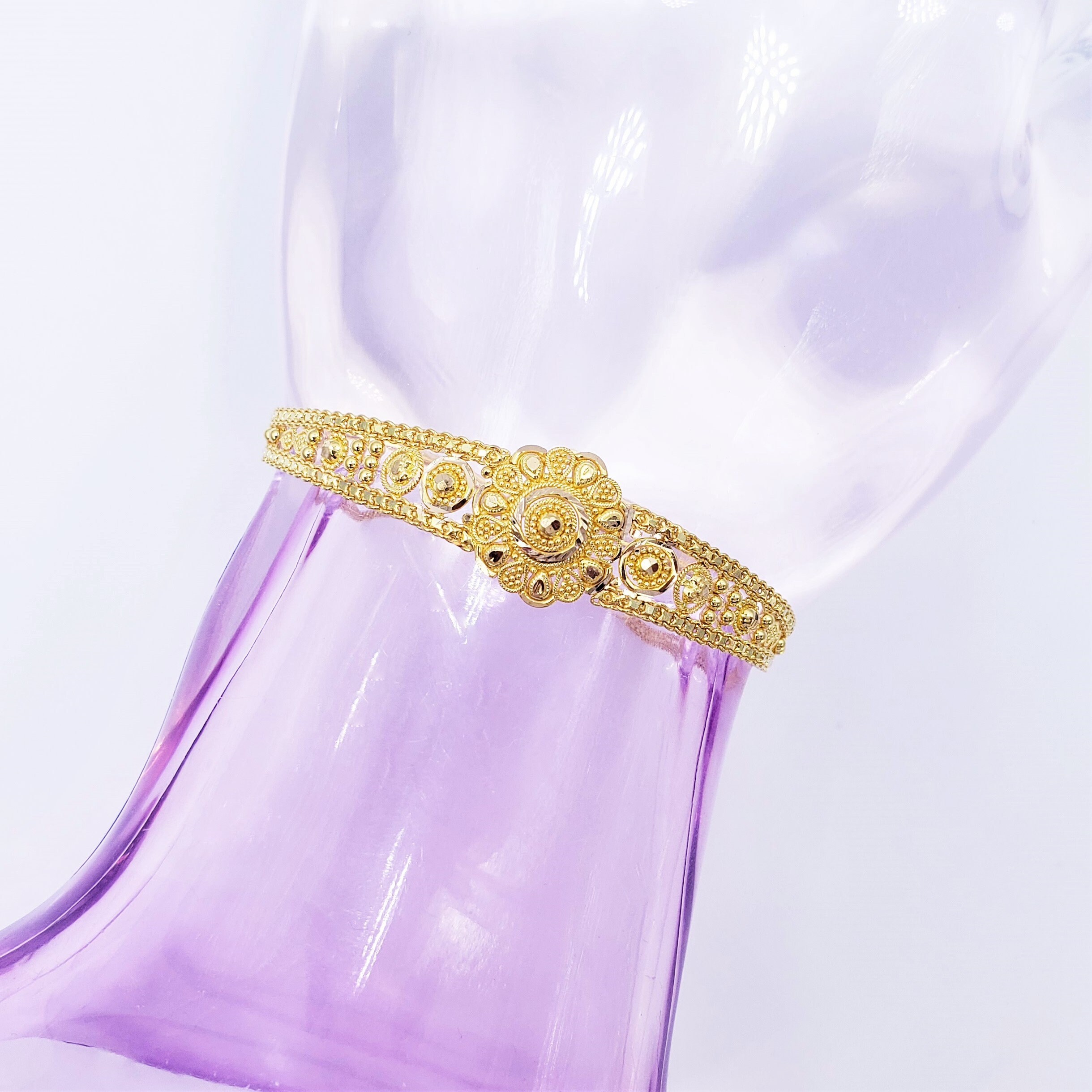 22K Solid Yellow Gold Women Bracelet 6.57.7 Etsy