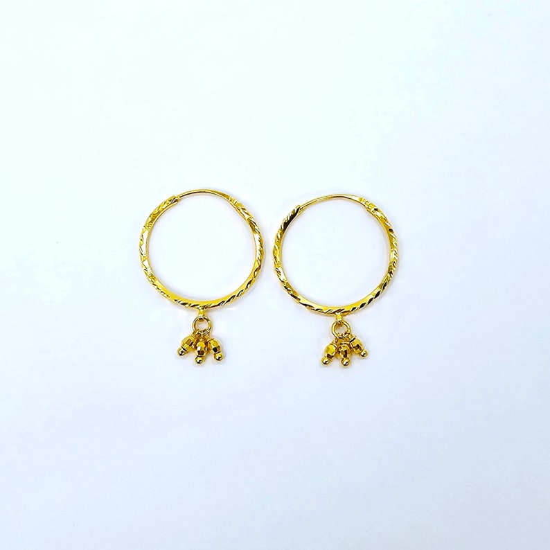 Stunning 22K Yellow Gold Hoop Earrings Drop Dangler Genuine Hallmarked 916 - Etsy