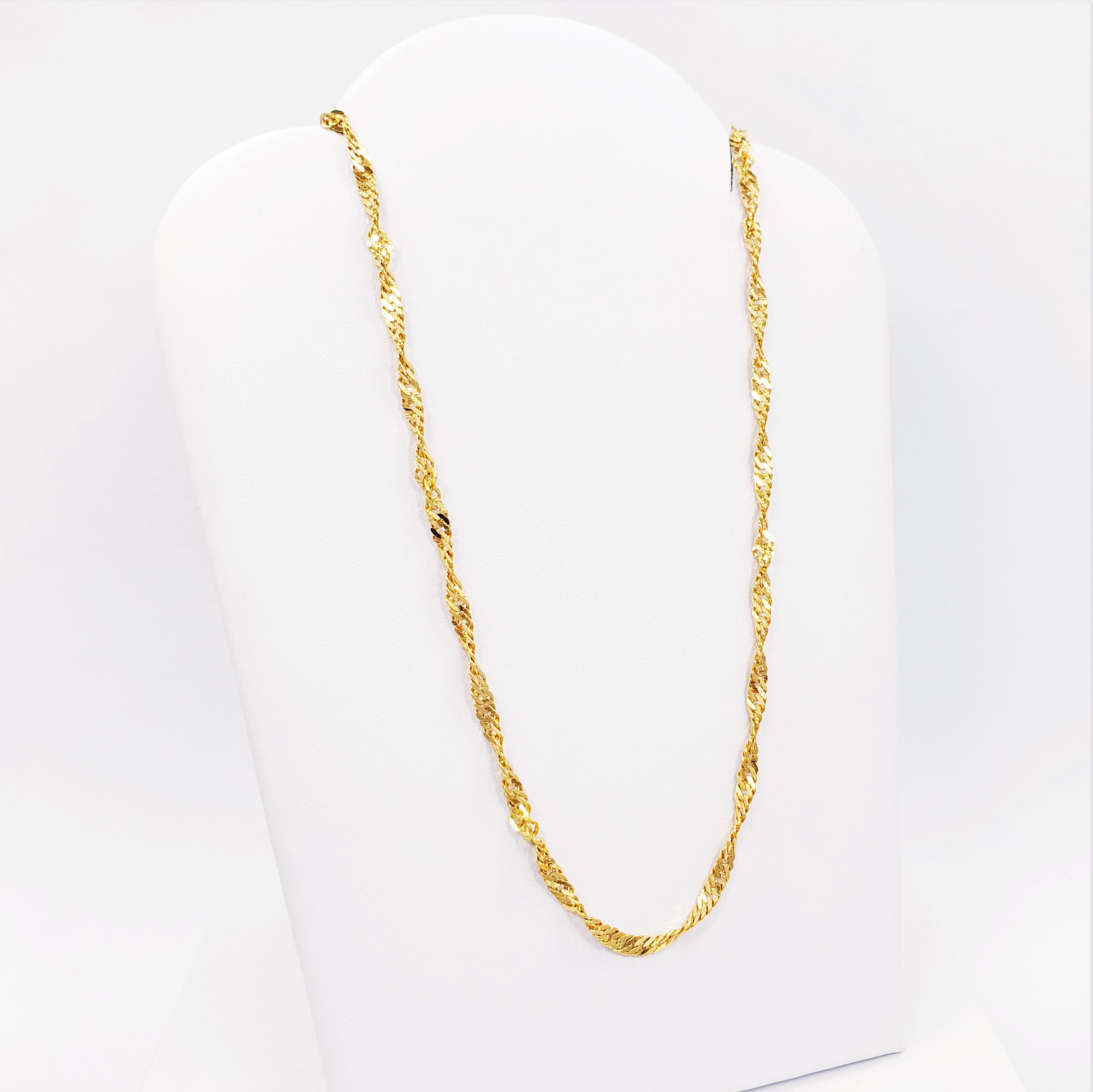 Genuine 22K Solid Gold Singapore Chain Necklace 16 Etsy