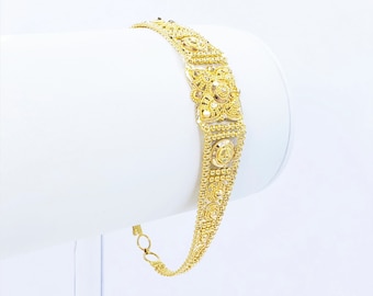 GOLDSHINE 22K Solid Gold Women Bracelet 6.5&quot;-7.5&quot; Genuine Hallmarked Handcrafted