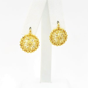 22K Solid Gold Earrings Drop Dangle Kidney Wire Genuine Hallmark 916 Handcrafted