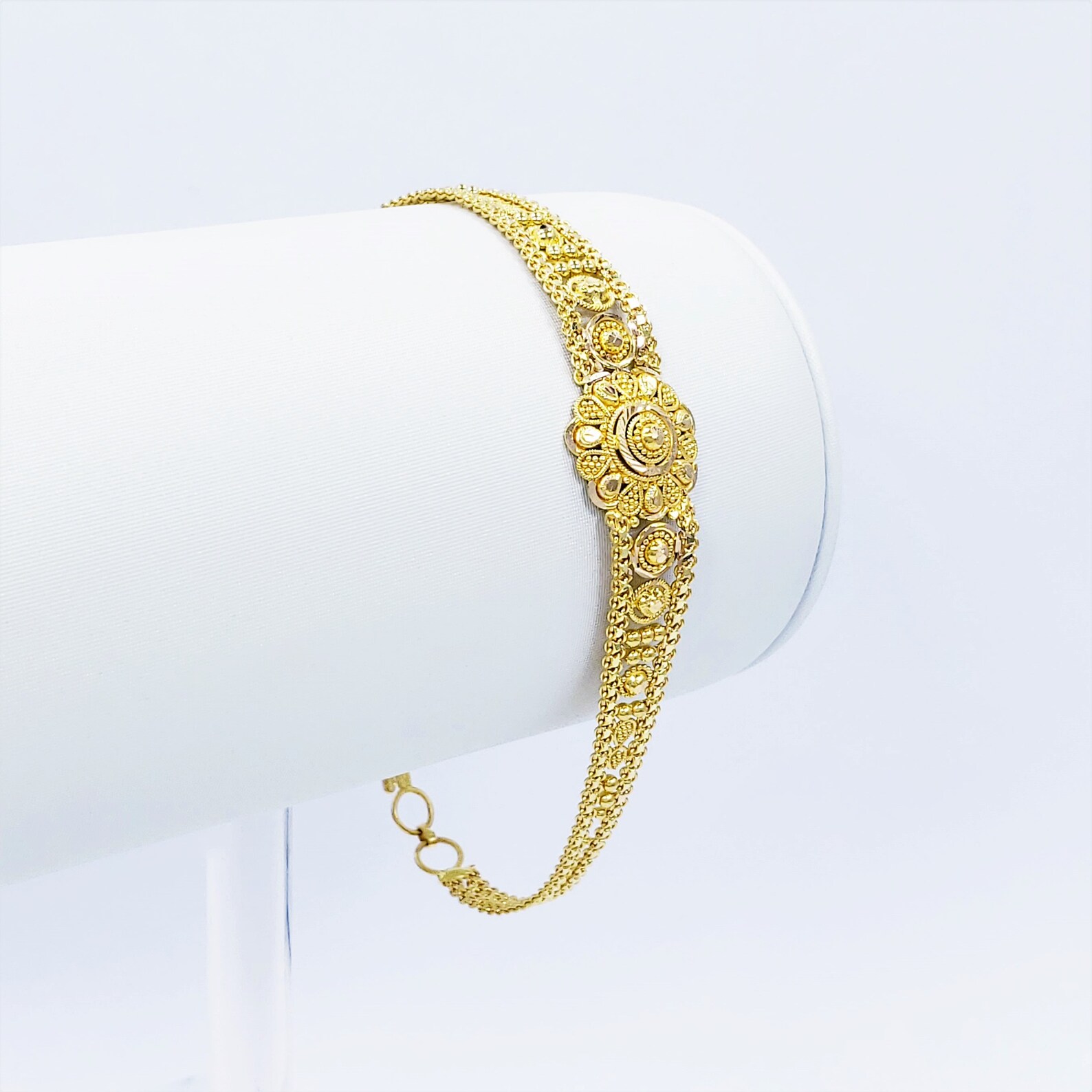 22K Solid Yellow Gold Women Bracelet 6.57.7 Etsy