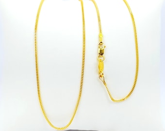 22K Solid Yellow Gold Franco Chain Necklace 16.5 in Choker 1 mm Genuine Hallmarked 916