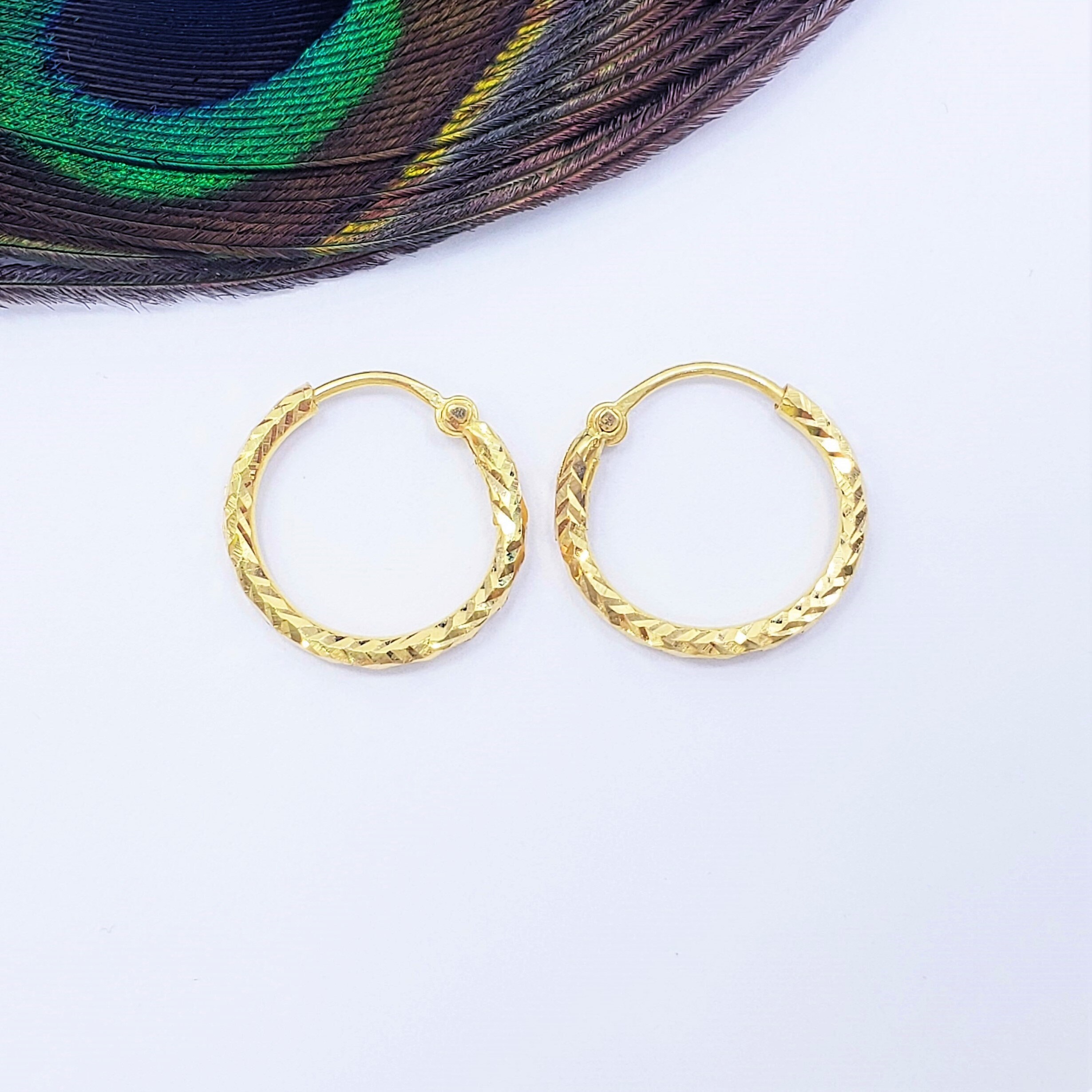 22K Gold Hoop Earrings Baby Kids Children Small Size 1.7cm Etsy