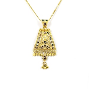 22K Solid Yellow Gold Pendant With Enamel Meena Genuine Hallmark 916 Handcrafted