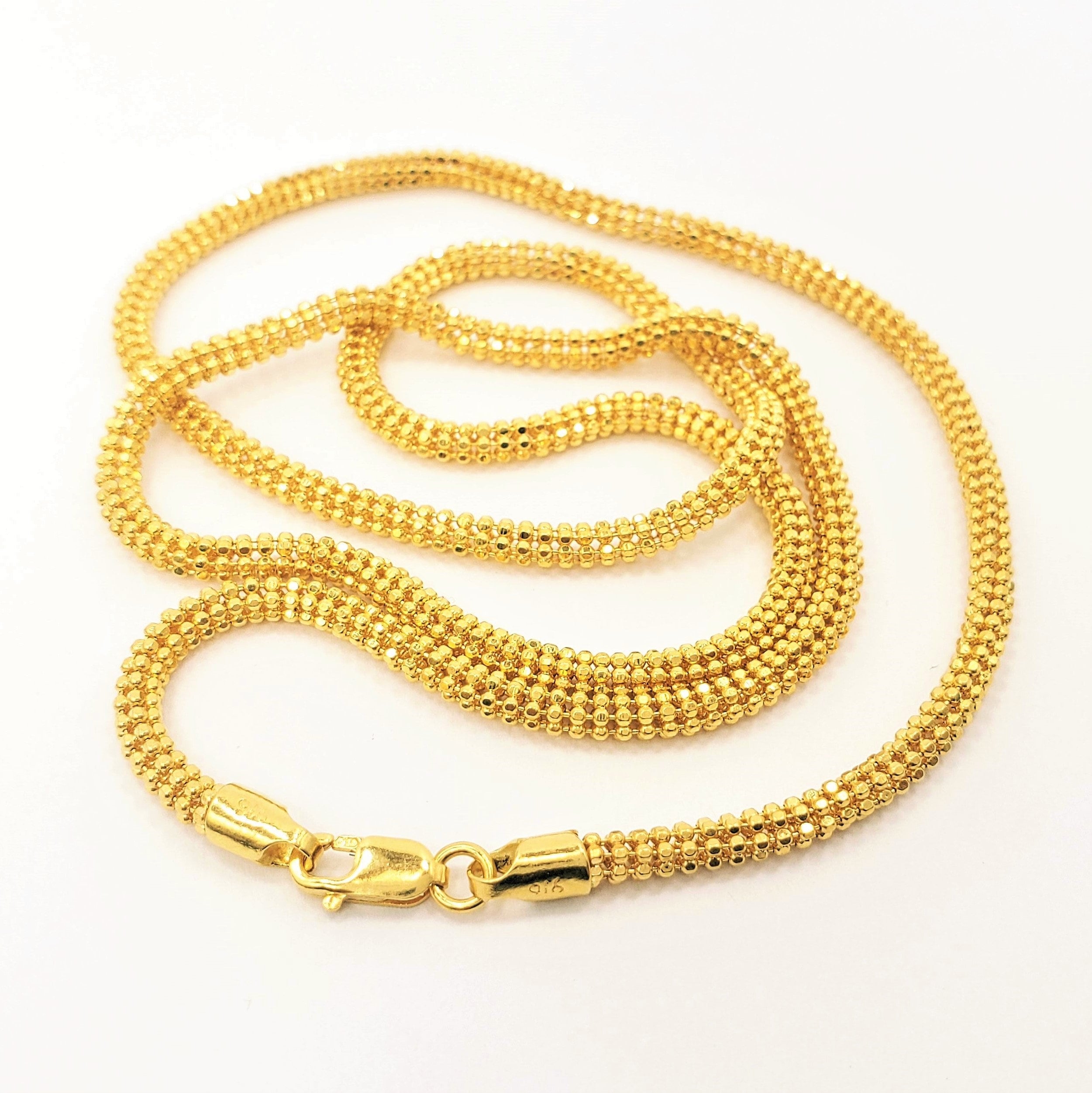 Genuine 22K Gold Beaded Chain Necklace 18.25