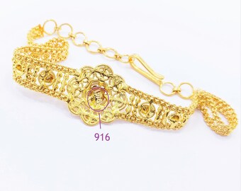 Gisel ドール型チャーム ゴールド⭐️新品未使用品⭐️ GOLDSHINE 22K Solid Gold Women Bracelet 6.5