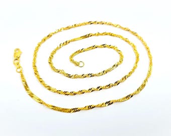 22K Solid Yellow Gold Singapore Chain Necklace 22" 2.15mm Genuine 916 Hallmarked