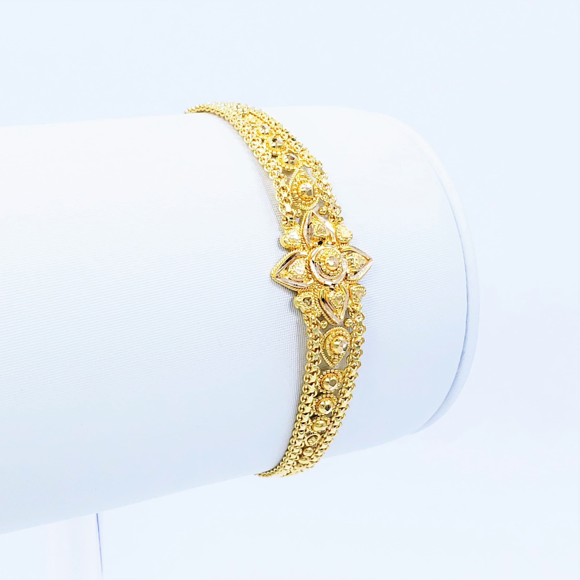 GOLDSHINE 22K Solid Gold Bracelet Girl 56 Genuine | Etsy