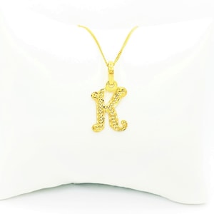 22K Solid Yellow Gold Pendant Letter K Genuine Hallmarked 916 Handcrafted GIFT