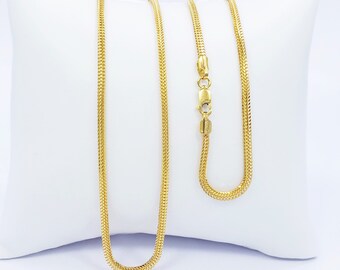 22K Solid Yellow Gold Franco Chain Necklace 22 in 1.9 mm Genuine Hallmarked 916