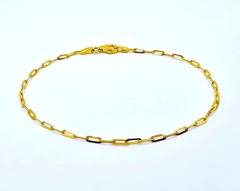 22K Solid Yellow Gold Paper Clip Bracelet 7 inch 1.7mm Genuine Hallmarked 916