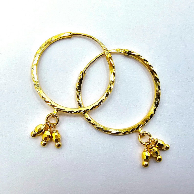 Stunning 22K Yellow Gold Hoop Earrings Drop Dangler Genuine Hallmarked 916 - Etsy