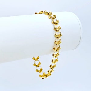 22K Yellow Gold Beaded Bracelet 6.75 inch S Hook Genuine Hallmarked 22K916